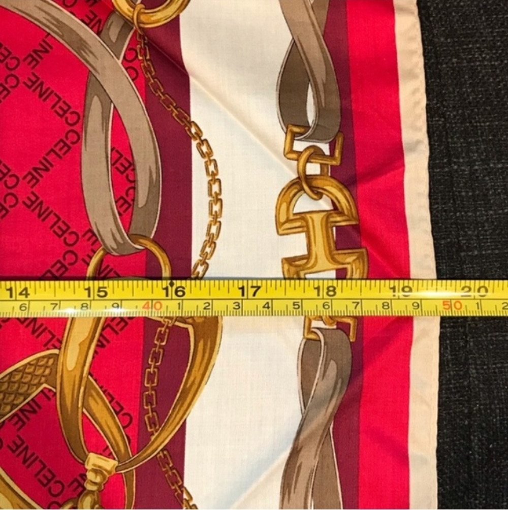 Celine Red and Gold Chain Motif Scarf / Bandana LNC - Picture 6 of 11